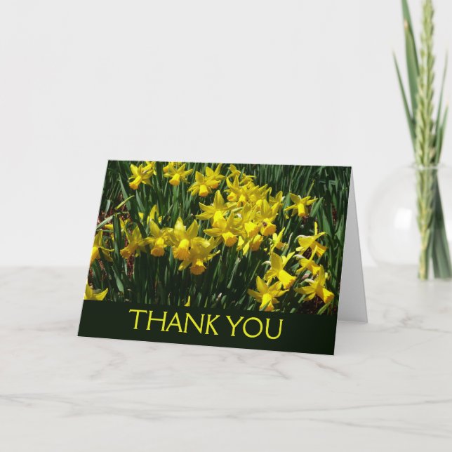 Gelbe Osterglocken I Fröhliche Frühlingsblumen Dankeskarte (Vorderseite)