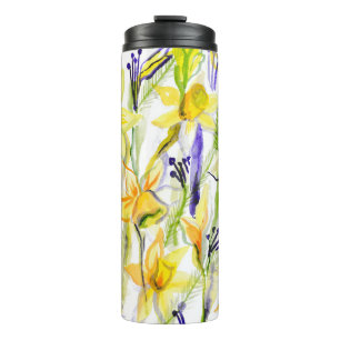 Gelbe Osterglocken Wasserfarbillustration Thermosbecher
