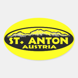 Gelbe ovale Aufkleber von St. Anton Austria