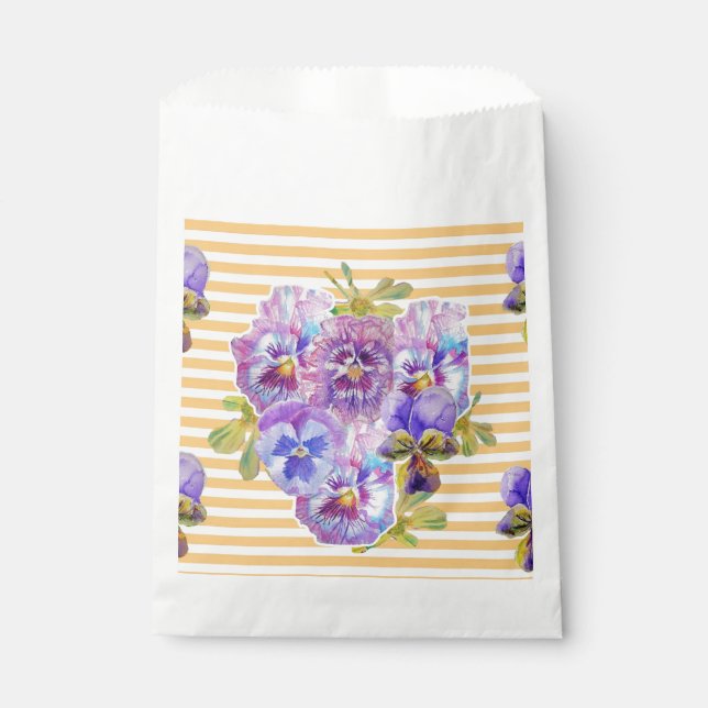 Gelbe Pansy Art Blume Blumenkästen Gastgeschenk Geschenktütchen (Vorderseite)