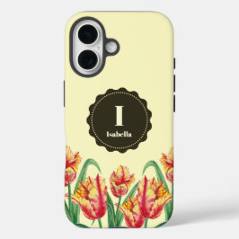 Gelbe Papageientuppe Floral Monogramm iPhone 16 Hülle