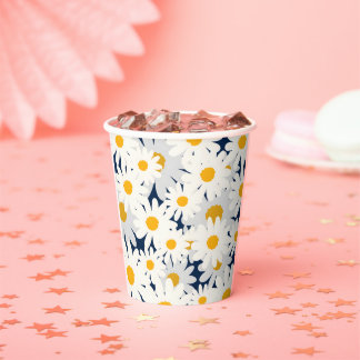 Gelbe Papierbecher mit Gänseblümchen-Muster für Ga
