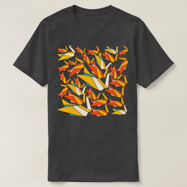 Gelbe Papierkran T-Shirt (Design vorne)
