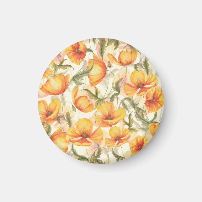 Gelbe Pappchen: von Hand gezeichnet Aquarellmuster Magnet (Vorne)
