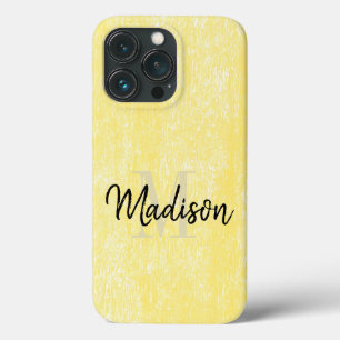 Gelbe Pastellholz Textur Anfangsname Custom Case-Mate iPhone Hülle
