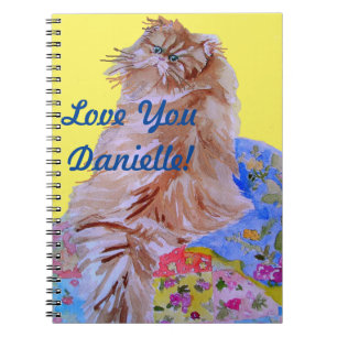 Gelbe Patchwork-Quilt-Fluffige Katze Katzen Mädche Notizblock