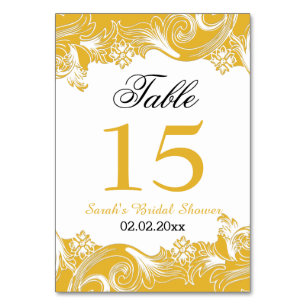 Gelbe personalisierte mit BlumenTischnummern Tischnummer