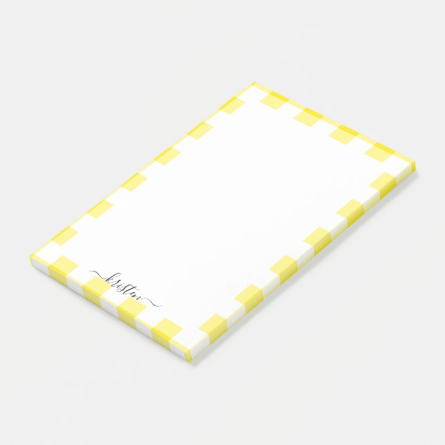 Gelbe personalisierte Skriptname Post-it Klebezettel (angewinkelt)