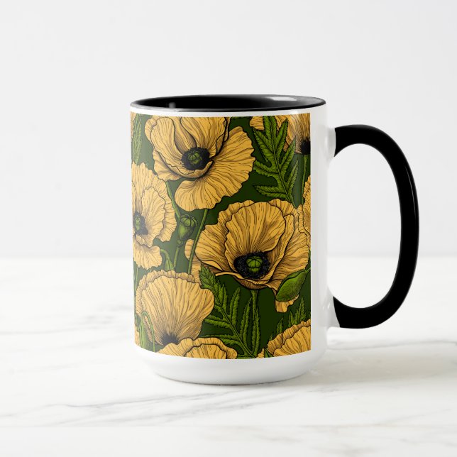 Gelbe Pfeffer auf dunkelgrün Tasse (Rechts)