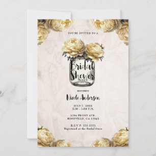 Gelbe Pfingstrose im Mason-Glas, rustikale Bridal Einladung