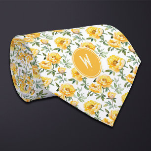 Gelbe Pfingstrosen Floral  Krawatte