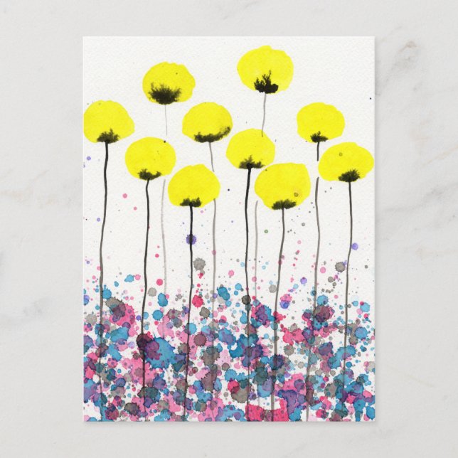 Gelbe Pflaumen, Cottagecore-Blume Postkarte (Vorderseite)