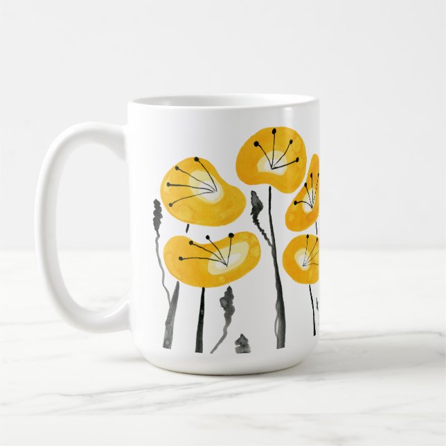 Gelbe Pfoten Aquarellfarbene Blume MorgenTee und T Kaffeetasse (Links)
