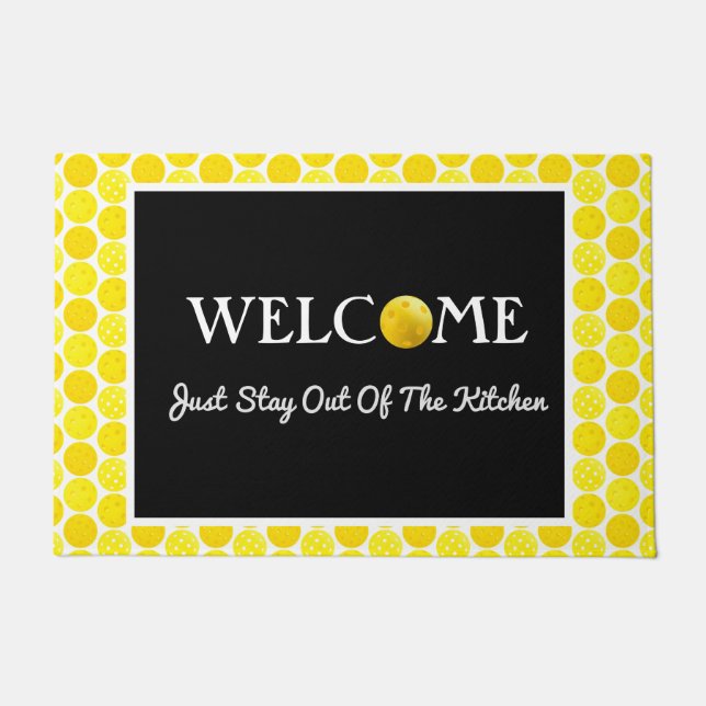 Gelbe Pickleball Balls, Bleibe aus der Küche Fußmatte (Vorderseite)