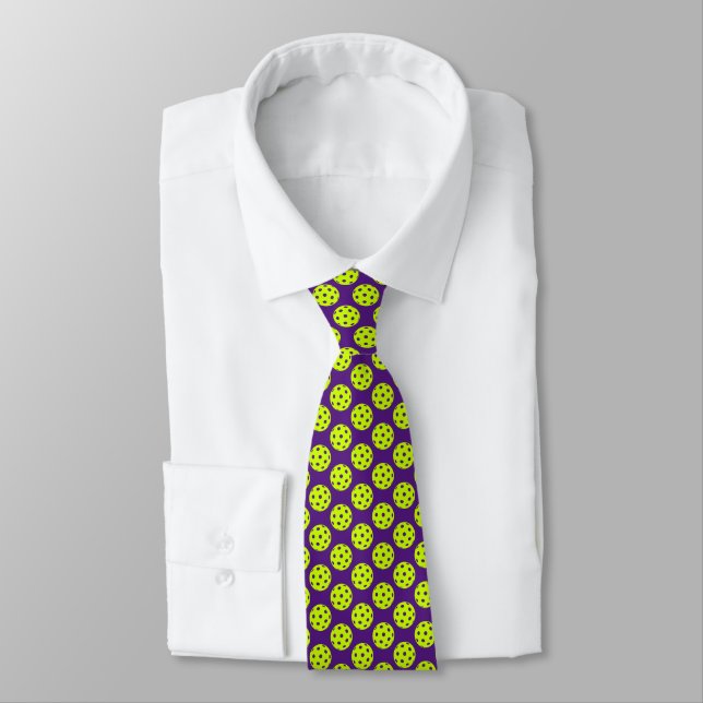 Gelbe Pickleball Muster Neck Tie Krawatte (Gebunden)