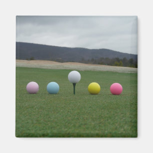 GELBE, PINK, BLAU UND WEISSE Golfbälle Magnet