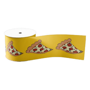 Gelbe Pizzascheiben deckten Band mit Ziegeln Ripsband