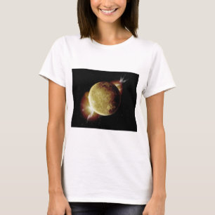 Gelbe Planet-3d-Darstellung im Universum T-Shirt
