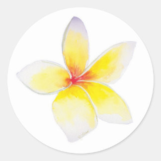 Gelbe Plumeria-Aufkleber Runder Aufkleber