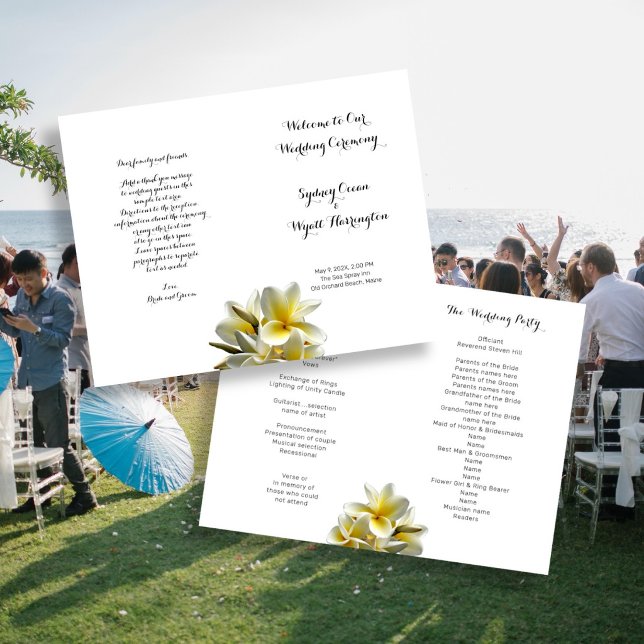 Gelbe Plumeria-Blume: Gedecktes Hochzeitsprogramm (Von Creator hochgeladen)