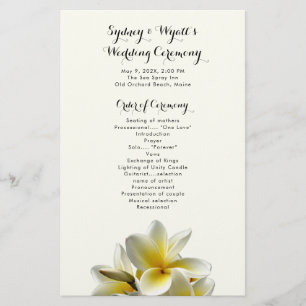 Gelbe Plumeria-Blume Hochzeitsprogramm
