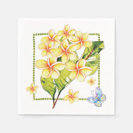 Gelbe Plumeria und Schmetterlingsfarbe Serviette
