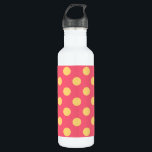 Gelbe Polka Punkte auf Korallen Edelstahlflasche<br><div class="desc">Gelbe Polka Punkte auf Korallen</div>
