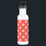 Gelbe Polka Punkte auf Korallen Edelstahlflasche<br><div class="desc">Gelbe Polka Punkte auf Korallen</div>