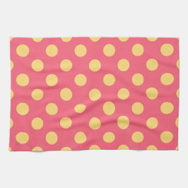 Gelbe Polka Punkte auf Korallen Küchentuch