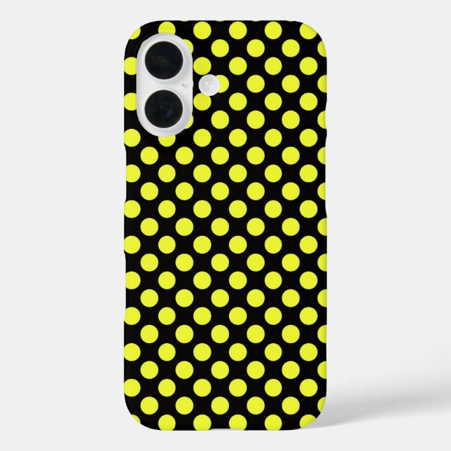 Gelbe Polka Punkte auf schwarz Case-Mate iPhone Hülle (Rückseite)