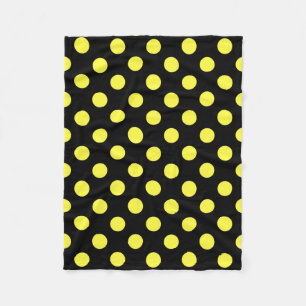 Gelbe Polka-Punkte auf schwarzem Hintergrund Fleecedecke