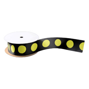 Gelbe Polka-Punkte auf schwarzem Hintergrund Satinband