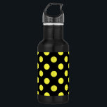 Gelbe Polka-Punkte auf schwarzem Hintergrund Trinkflasche<br><div class="desc">Gelbe Polka-Punkte auf schwarzem Hintergrund</div>
