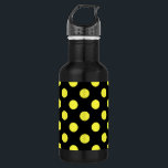 Gelbe Polka-Punkte auf schwarzem Hintergrund Trinkflasche<br><div class="desc">Gelbe Polka-Punkte auf schwarzem Hintergrund</div>