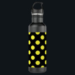 Gelbe Polka-Punkte auf schwarzem Hintergrund Trinkflasche<br><div class="desc">Gelbe Polka-Punkte auf schwarzem Hintergrund</div>