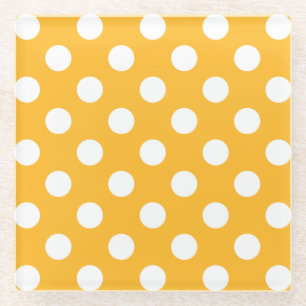 Gelbe Polka-Punkte Glasuntersetzer