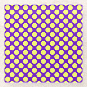 Gelbe Polka Punkte mit Lila Hintergrund STaylor Glasuntersetzer