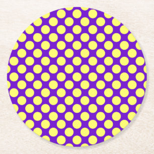 Gelbe Polka Punkte mit Lila Hintergrund STaylor Runder Pappuntersetzer