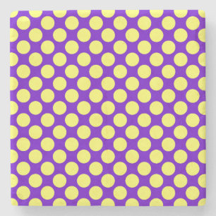 Gelbe Polka Punkte mit Lila Hintergrund STaylor Steinuntersetzer
