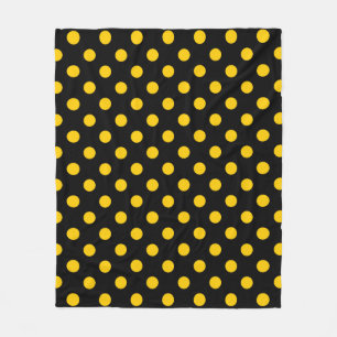 Gelbe Polka-Punkte mit schwarzem Hintergrund Fleecedecke