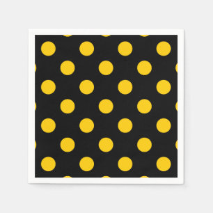 Gelbe Polka-Punkte mit schwarzem Hintergrund Serviette
