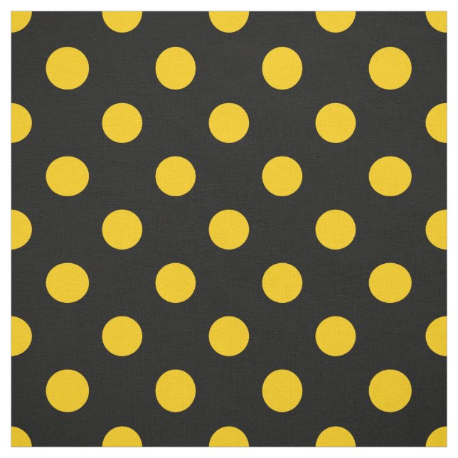 Gelbe Polka-Punkte mit schwarzem Hintergrund Stoff (Muster)