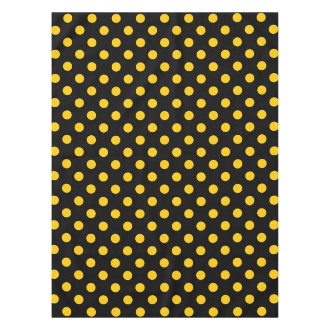 Gelbe Polka-Punkte mit schwarzem Hintergrund Tischdecke (Vorderseite)