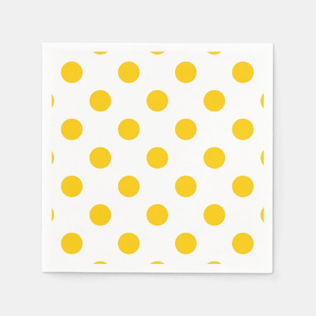 Gelbe Polka-Punkte mit weißem Hintergrund Serviette (Vorderseite)