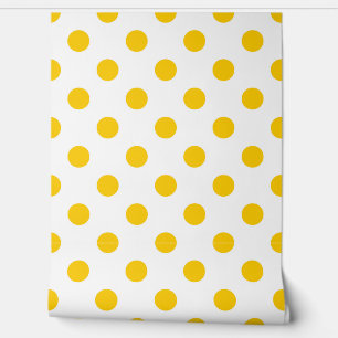 Gelbe Polka-Punkte mit weißem Hintergrund Tapete