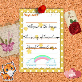 Gelbe Polka-Punkte, niedliche Sterne & Regenbogen  Post-it Klebezettel