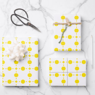 Gelbe Polka-Punkte, Polka-Dottern-Muster, Punkte,  Geschenkpapier Set