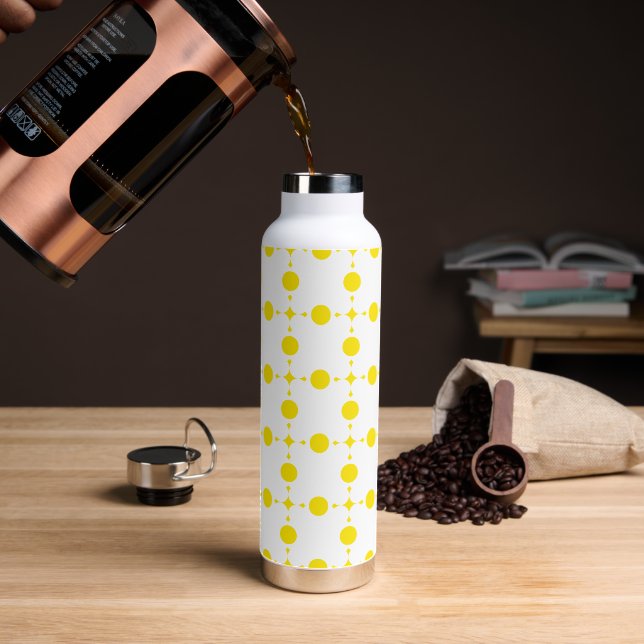 Gelbe Polka-Punkte, Polka-Dottern-Muster, Punkte,  Trinkflasche (Kaffee)