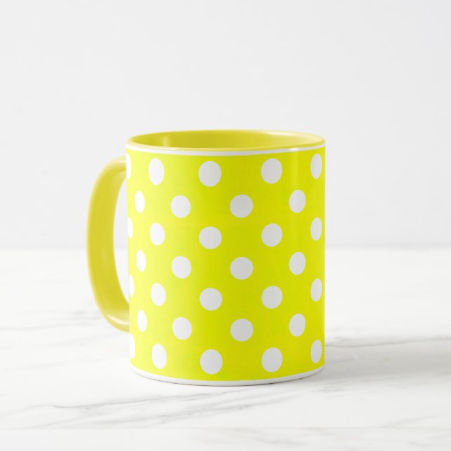 Gelbe Polka-Punkte Tasse (Vorderseite Links)