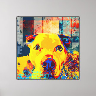 Gelbe Pop-Art-Hunde Druck: Freiheit & Inspiration Leinwanddruck